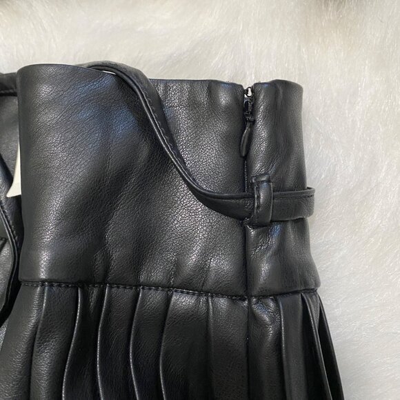 Anthropologie Maeve Faux-Leather Pleated Midi Skirt 6 Black Vamp Whimsgoth Rave - Picture 11 of 16